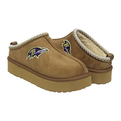 Women's Cuce Tan Baltimore Ravens Chestnut Slip On Boots with Crystal Logo