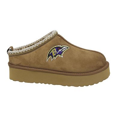 Women's Cuce Tan Baltimore Ravens Chestnut Slip On Boots with Crystal Logo
