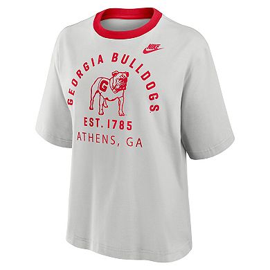 Women's Nike Gray Georgia Bulldogs Legacy Arch Script Boxy T-Shirt