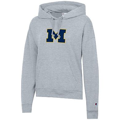 Women's Champion Gray Michigan Wolverines Powerblend Fleece Pullover Hoodie
