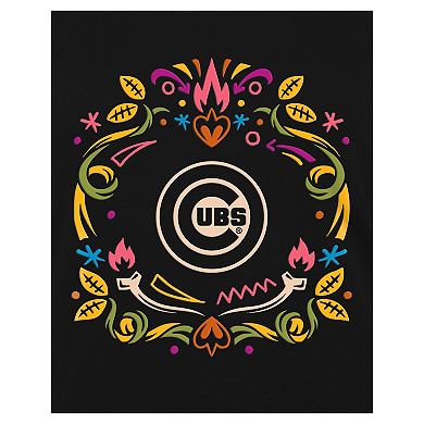 Women's New Era Black Chicago Cubs Día de los Muertos V-Neck T-Shirt
