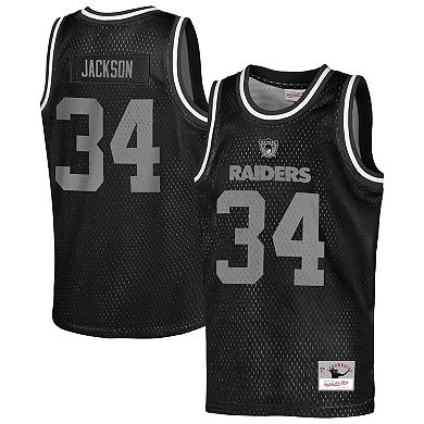Youth Mitchell & Ness Bo Jackson Black Las Vegas Raiders Retired Player NFL Basketball Fashion Jersey