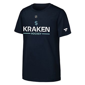 Youth Fanatics Navy Seattle Kraken Authentic Pro Wordmark T-Shirt