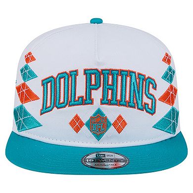 Men's New Era White Miami Dolphins Argyle 19TWENTY Adjustable Hat