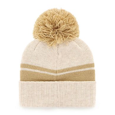 Women's '47 Natural Michigan Wolverines Core & Inline Latte Cuffed Knit Hat with Pom