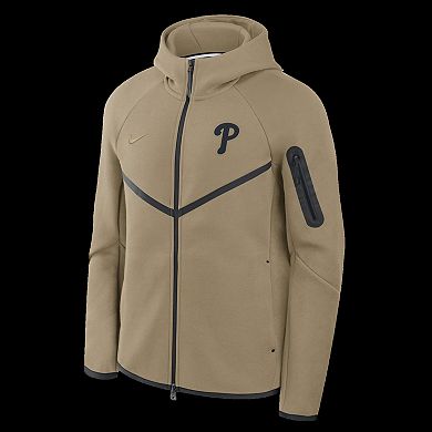 Men's Nike Tan Philadelphia Phillies Tech Fleece Windrunner Full-Zip Hoodie Jacket