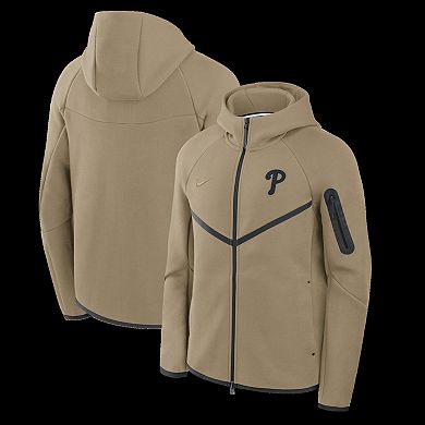 Men's Nike Tan Philadelphia Phillies Tech Fleece Windrunner Full-Zip Hoodie Jacket