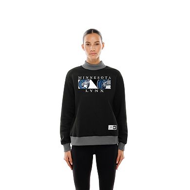 Women's New Era Black Minnesota Lynx Split Cropped Mock Neck Sweatshirt