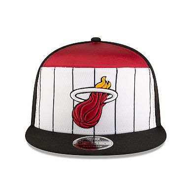 Men's New Era White/Black Miami Heat 2025 NBA Tip Off Split Panel 9FIFTY Snapback Hat