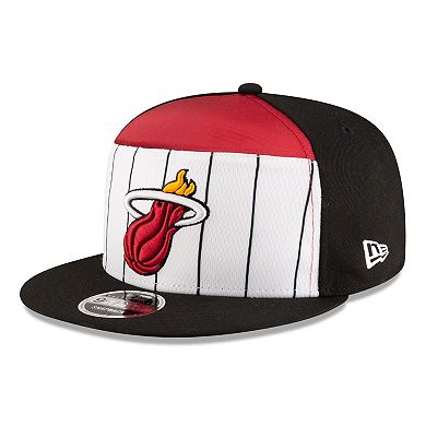 Men's New Era White/Black Miami Heat 2025 NBA Tip Off Split Panel 9FIFTY Snapback Hat