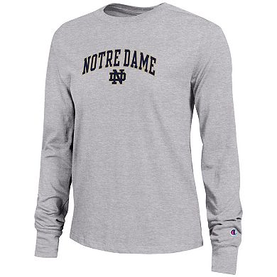 Women's Champion Gray Notre Dame Fighting Irish Arch Over Logo Long Sleeve T-Shirt