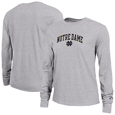 Women's Champion Gray Notre Dame Fighting Irish Arch Over Logo Long Sleeve T-Shirt