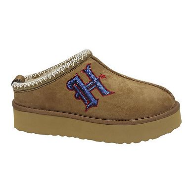 Women's Cuce Tan Houston Texans Chestnut Slip On Boots with Crystal Logo