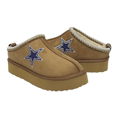 Women's Cuce Tan Dallas Cowboys Chestnut Slip On Boots with Crystal Logo