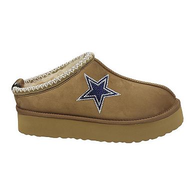 Women's Cuce Tan Dallas Cowboys Chestnut Slip On Boots with Crystal Logo