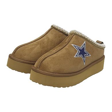 Women's Cuce Tan Dallas Cowboys Chestnut Slip On Boots with Crystal Logo