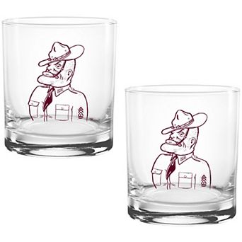 Texas A&M Aggies Two Pack 14oz. Vault Sketch Rocks Glass Set