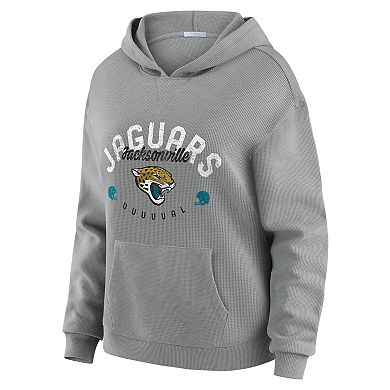 Women's WEAR by Erin Andrews Gray Jacksonville Jaguars Waffle-Knit Long Sleeve Hooded Shirt & Pants Lounge Set