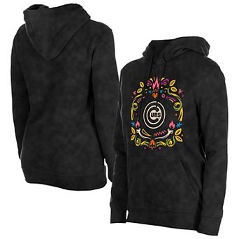Women's New Era Black Chicago Cubs D _a de Muertos Mineral Wash Hoodie Sweatshirt