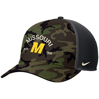 Men's Nike Camo Missouri Tigers 2025 Military Appreciation Rise Adjustable Trucker Hat
