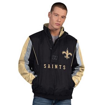 Men's Starter Black New Orleans Saints Thursday Night Gridiron Half-Zip Jacket