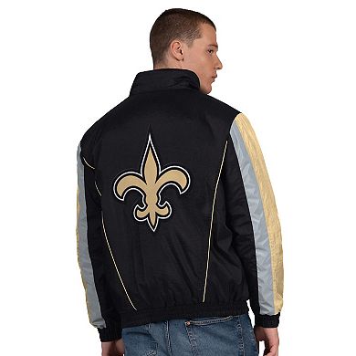Men's Starter Black New Orleans Saints Thursday Night Gridiron Half-Zip Jacket