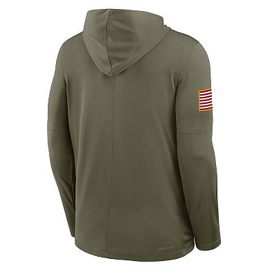 Men's Nike Olive Air Force Falcons 2025 Military Appreciation Dri-FIT Long Sleeve Hoodie T-Shirt