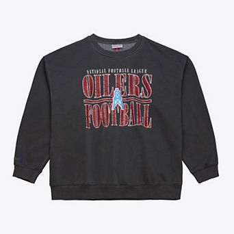 Men's Mitchell & Ness Black Tennessee Oilers Downtown Crew Vintage Logo Sweatshirt