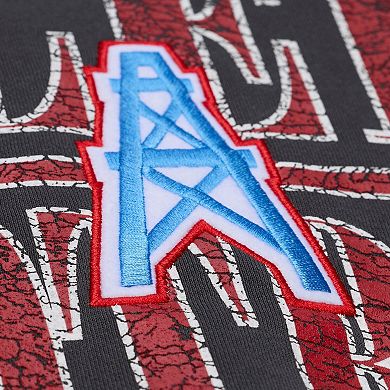 Men's Mitchell & Ness Black Tennessee Oilers Downtown Crew Vintage Logo Sweatshirt