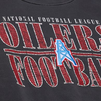 Men's Mitchell & Ness Black Tennessee Oilers Downtown Crew Vintage Logo Sweatshirt