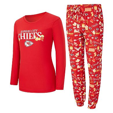 Women's Concepts Sport Red Kansas City Chiefs Chesnut Long Sleeve T-Shirt and Pant Sleep Set