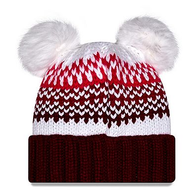 Women's New Era Garnet Florida State Seminoles Double Pom & Print Cuffed Knit Hat
