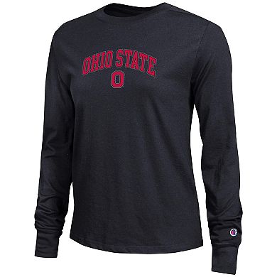 Women's Champion Black Ohio State Buckeyes Arch Over Logo Long Sleeve T-Shirt