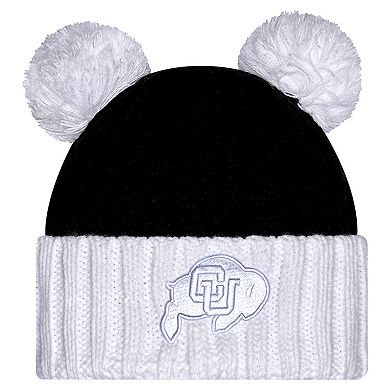 Women's New Era Black Colorado Buffaloes Tonal Cuffed Knit Hat with Double Poms