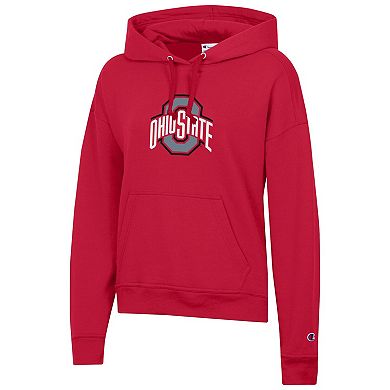 Women's Champion Scarlet Ohio State Buckeyes Powerblend Fleece Pullover Hoodie