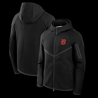 Men's Nike Black Detroit Tigers Tech Fleece Raglan Full-Zip Windrunner Hoodie