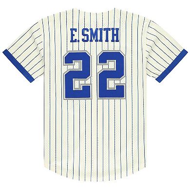 Men's Mitchell & Ness Emmitt Smith Cream Dallas Cowboys Name & Number Mesh Button-Up Baseball Jersey