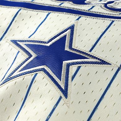 Men's Mitchell & Ness Emmitt Smith Cream Dallas Cowboys Name & Number Mesh Button-Up Baseball Jersey