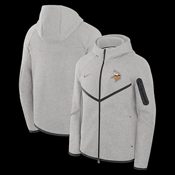 Men's Nike Heather Gray Minnesota Vikings Tech Fleece Full-Zip Windrunner Hoodie