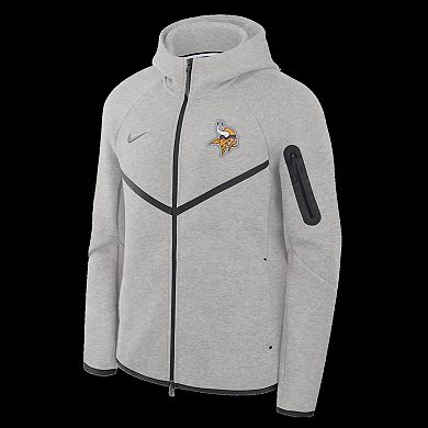 Men's Nike Heather Gray Minnesota Vikings Tech Fleece Raglan Full-Zip Windrunner Hoodie