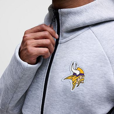 Men's Nike Heather Gray Minnesota Vikings Tech Fleece Raglan Full-Zip Windrunner Hoodie