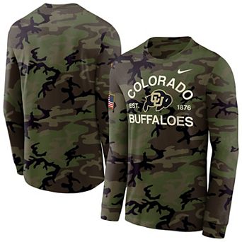 Men's Nike Camo Colorado Buffaloes 2025 Military Appreciation Legend Dri-FIT Long Sleeve T-Shirt