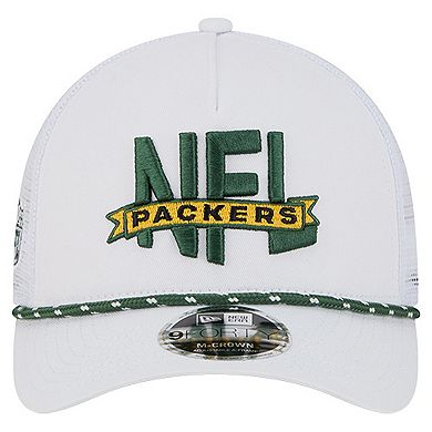 Men's New Era White Green Bay Packers NFL 9FORTY A-Frame M-Crown Adjustable Trucker Hat