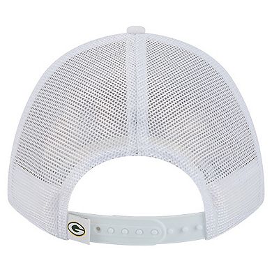 Men's New Era White Green Bay Packers NFL 9FORTY A-Frame M-Crown Adjustable Trucker Hat