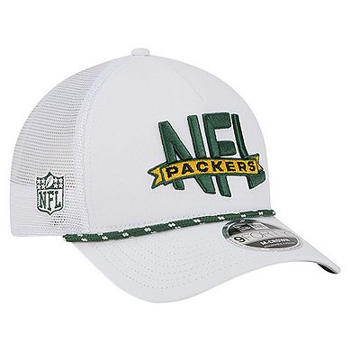 Men's New Era White Green Bay Packers NFL 9FORTY A-Frame M-Crown Adjustable Trucker Hat