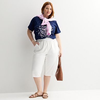 Plus Size Croft & Barrow® Easy Pull On Knit Skimmer Pants
