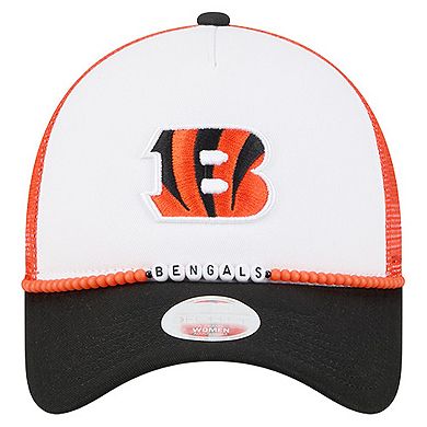 Women's New Era White/Black Cincinnati Bengals Friendship Bracelet 9FORTY Adjustable Hat