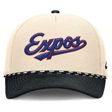 Men's Nike Natural/Black Montreal Expos Cooperstown Collection Rise Adjustable Hat