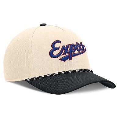 Men's Nike Natural/Black Montreal Expos Cooperstown Collection Rise Adjustable Hat