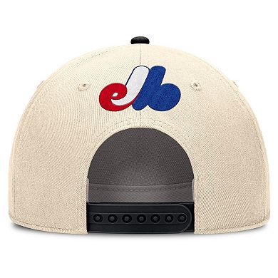 Men's Nike Natural/Black Montreal Expos Cooperstown Collection Rise Adjustable Hat
